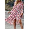 imagePRETTYGARDEN Womens Floral Boho Dress Fall Long Sleeve Wrap V Neck Ruffle Flowy Maxi Spring Wedding Guest Vacation DressesFloral Pink