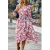 imagePRETTYGARDEN Womens Floral Boho Dress Fall Long Sleeve Wrap V Neck Ruffle Flowy Maxi Spring Wedding Guest Vacation DressesFloral Pink