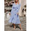 imagePRETTYGARDEN Womens Floral Boho Dress Fall Long Sleeve Wrap V Neck Ruffle Flowy Maxi Spring Wedding Guest Vacation DressesLight Blue