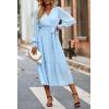 imagePRETTYGARDEN Womens Floral Boho Dress Fall Long Sleeve Wrap V Neck Ruffle Flowy Maxi Spring Wedding Guest Vacation DressesSolid Light Blue