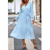 imagePRETTYGARDEN Womens Floral Boho Dress Fall Long Sleeve Wrap V Neck Ruffle Flowy Maxi Spring Wedding Guest Vacation DressesSolid Light Blue