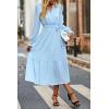 imagePRETTYGARDEN Womens Floral Boho Dress Fall Long Sleeve Wrap V Neck Ruffle Flowy Maxi Spring Wedding Guest Vacation DressesSolid Light Blue