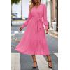 imagePRETTYGARDEN Womens Floral Boho Dress Fall Long Sleeve Wrap V Neck Ruffle Flowy Maxi Spring Wedding Guest Vacation DressesSolid Rose Pink
