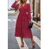 imagePRETTYGARDEN Womens Floral Boho Dress Fall Long Sleeve Wrap V Neck Ruffle Flowy Maxi Spring Wedding Guest Vacation DressesSolid Wine Red