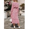 imagePRETTYGARDEN Womens Floral Boho Dress Fall Long Sleeve Wrap V Neck Ruffle Flowy Maxi Spring Wedding Guest Vacation DressesWine Red