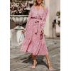 imagePRETTYGARDEN Womens Floral Boho Dress Fall Long Sleeve Wrap V Neck Ruffle Flowy Maxi Spring Wedding Guest Vacation DressesWine Red