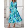 imagePRETTYGARDEN Womens Floral Maxi Dress 2025 Fall Long Sleeve V Neck Casual A Line Long Flowy Boho Party DressesBlue
