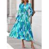 imagePRETTYGARDEN Womens Floral Maxi Dress 2025 Fall Long Sleeve V Neck Casual A Line Long Flowy Boho Party DressesBlue