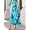 imagePRETTYGARDEN Womens Floral Maxi Dress 2025 Fall Long Sleeve V Neck Casual A Line Long Flowy Boho Party DressesBlue