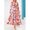 imagePRETTYGARDEN Womens Floral Maxi Dress 2025 Fall Long Sleeve V Neck Casual A Line Long Flowy Boho Party DressesFloral Apricot Rose Red