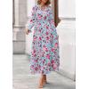 imagePRETTYGARDEN Womens Floral Maxi Dress 2025 Fall Long Sleeve V Neck Casual A Line Long Flowy Boho Party DressesFloral Blue Red
