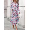 imagePRETTYGARDEN Womens Floral Maxi Dress 2025 Fall Long Sleeve V Neck Casual A Line Long Flowy Boho Party DressesFloral Blue Red