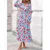 imagePRETTYGARDEN Womens Floral Maxi Dress 2025 Fall Long Sleeve V Neck Casual A Line Long Flowy Boho Party DressesFloral Blue Red