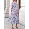 imagePRETTYGARDEN Womens Floral Maxi Dress 2025 Fall Long Sleeve V Neck Casual A Line Long Flowy Boho Party DressesFloral Blue Red