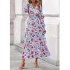 imagePRETTYGARDEN Womens Floral Maxi Dress 2025 Fall Long Sleeve V Neck Casual A Line Long Flowy Boho Party DressesFloral Blue Red