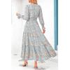 imagePRETTYGARDEN Womens Floral Maxi Dress 2025 Fall Long Sleeve V Neck Casual A Line Long Flowy Boho Party DressesFloral Blue White