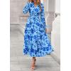imagePRETTYGARDEN Womens Floral Maxi Dress 2025 Fall Long Sleeve V Neck Casual A Line Long Flowy Boho Party DressesFloral Light Blue