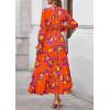 imagePRETTYGARDEN Womens Floral Maxi Dress 2025 Fall Long Sleeve V Neck Casual A Line Long Flowy Boho Party DressesFloral Orange Purple
