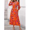 imagePRETTYGARDEN Womens Floral Maxi Dress 2025 Fall Long Sleeve V Neck Casual A Line Long Flowy Boho Party DressesFloral Orange Purple