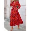imagePRETTYGARDEN Womens Floral Maxi Dress 2025 Fall Long Sleeve V Neck Casual A Line Long Flowy Boho Party DressesFloral Red