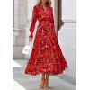imagePRETTYGARDEN Womens Floral Maxi Dress 2025 Fall Long Sleeve V Neck Casual A Line Long Flowy Boho Party DressesFloral Red