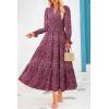 imagePRETTYGARDEN Womens Floral Maxi Dress 2025 Fall Long Sleeve V Neck Casual A Line Long Flowy Boho Party DressesFloral Red Black