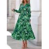 imagePRETTYGARDEN Womens Floral Maxi Dress 2025 Fall Long Sleeve V Neck Casual A Line Long Flowy Boho Party DressesGreen