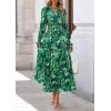 imagePRETTYGARDEN Womens Floral Maxi Dress 2025 Fall Long Sleeve V Neck Casual A Line Long Flowy Boho Party DressesGreen