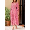 imagePRETTYGARDEN Womens Floral Maxi Dress 2025 Fall Long Sleeve V Neck Casual A Line Long Flowy Boho Party DressesPlaid Pink