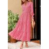 imagePRETTYGARDEN Womens Floral Maxi Dress 2025 Fall Long Sleeve V Neck Casual A Line Long Flowy Boho Party DressesPlaid Pink