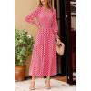imagePRETTYGARDEN Womens Floral Maxi Dress 2025 Fall Long Sleeve V Neck Casual A Line Long Flowy Boho Party DressesPlaid Pink