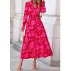 imagePRETTYGARDEN Womens Floral Maxi Dress 2025 Fall Long Sleeve V Neck Casual A Line Long Flowy Boho Party DressesRed Big Floral