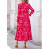 imagePRETTYGARDEN Womens Floral Maxi Dress 2025 Fall Long Sleeve V Neck Casual A Line Long Flowy Boho Party DressesRed Big Floral