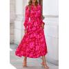 imagePRETTYGARDEN Womens Floral Maxi Dress 2025 Fall Long Sleeve V Neck Casual A Line Long Flowy Boho Party DressesRed Big Floral