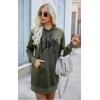 imagePRETTYGARDEN Womens Hooded Sweatshirt Fall Fashion Drawstring Lightweight Long Sleeve Pullover Hoodie DressArmy Green