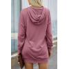 imagePRETTYGARDEN Womens Hooded Sweatshirt Fall Fashion Drawstring Lightweight Long Sleeve Pullover Hoodie DressBean Paste Pink