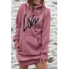 imagePRETTYGARDEN Womens Hooded Sweatshirt Fall Fashion Drawstring Lightweight Long Sleeve Pullover Hoodie DressBean Paste Pink