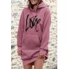 imagePRETTYGARDEN Womens Hooded Sweatshirt Fall Fashion Drawstring Lightweight Long Sleeve Pullover Hoodie DressBean Paste Pink