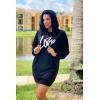 imagePRETTYGARDEN Womens Hooded Sweatshirt Fall Fashion Drawstring Lightweight Long Sleeve Pullover Hoodie DressBlack