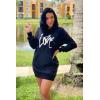 imagePRETTYGARDEN Womens Hooded Sweatshirt Fall Fashion Drawstring Lightweight Long Sleeve Pullover Hoodie DressBlack