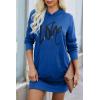 imagePRETTYGARDEN Womens Hooded Sweatshirt Fall Fashion Drawstring Lightweight Long Sleeve Pullover Hoodie DressBlue