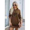 imagePRETTYGARDEN Womens Hooded Sweatshirt Fall Fashion Drawstring Lightweight Long Sleeve Pullover Hoodie DressBrown