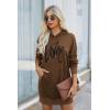 imagePRETTYGARDEN Womens Hooded Sweatshirt Fall Fashion Drawstring Lightweight Long Sleeve Pullover Hoodie DressBrown