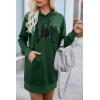 imagePRETTYGARDEN Womens Hooded Sweatshirt Fall Fashion Drawstring Lightweight Long Sleeve Pullover Hoodie DressDark Green