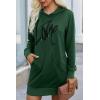 imagePRETTYGARDEN Womens Hooded Sweatshirt Fall Fashion Drawstring Lightweight Long Sleeve Pullover Hoodie DressDark Green