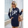 imagePRETTYGARDEN Womens Hooded Sweatshirt Fall Fashion Drawstring Lightweight Long Sleeve Pullover Hoodie DressNavy