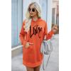 imagePRETTYGARDEN Womens Hooded Sweatshirt Fall Fashion Drawstring Lightweight Long Sleeve Pullover Hoodie DressOrange