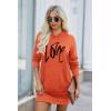 imagePRETTYGARDEN Womens Hooded Sweatshirt Fall Fashion Drawstring Lightweight Long Sleeve Pullover Hoodie DressOrange