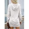 imagePRETTYGARDEN Womens Hooded Sweatshirt Fall Fashion Drawstring Lightweight Long Sleeve Pullover Hoodie DressWhite