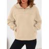 imagePRETTYGARDEN Womens Hoodies Cropped Fleece Sweatshirts 2025 Fall Fashion Quarter Zip Pullover Long Sleeve Tops Winter ClothesApricot